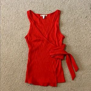 Express One Eleven red wrap top